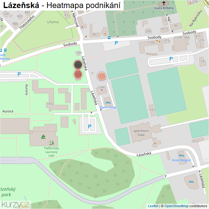 Mapa Lázeňská - Firmy v ulici.