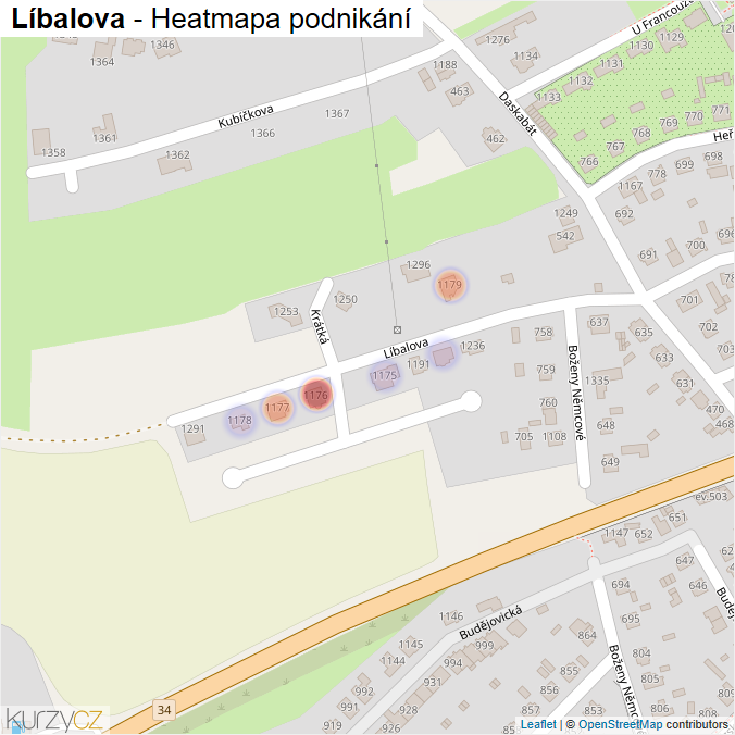 Mapa Líbalova - Firmy v ulici.