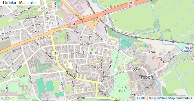 Lidická - mapa ulice