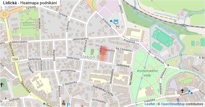 Lidická - mapa podnikání