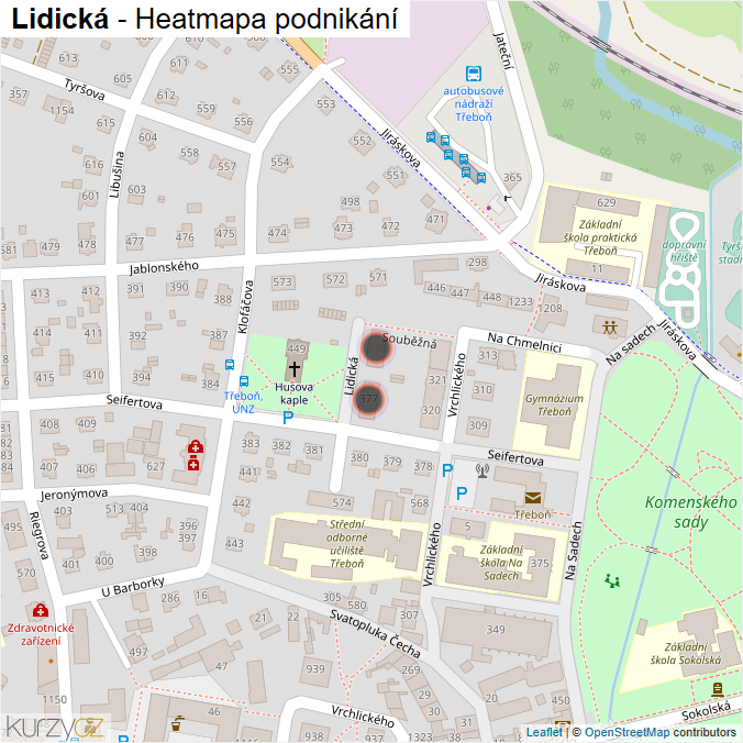 Mapa Lidická - Firmy v ulici.
