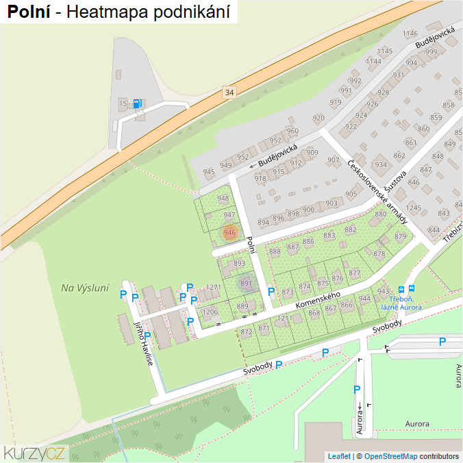 Mapa Polní - Firmy v ulici.