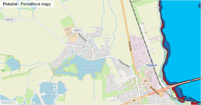 Potoční - záplavové mapy stoleté vody