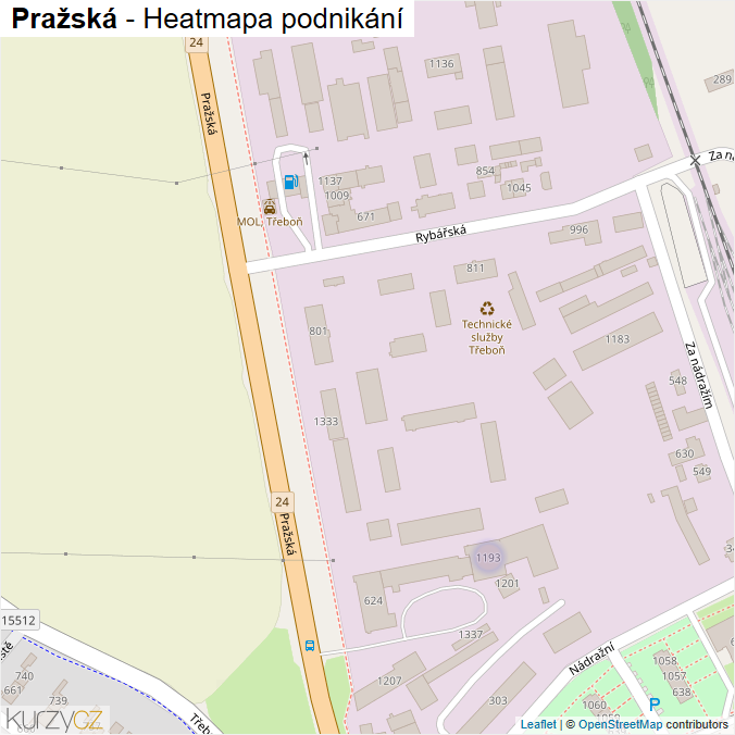 Mapa Pražská - Firmy v ulici.