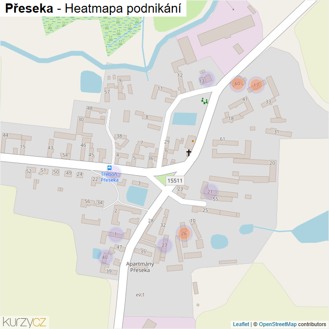Mapa Přeseka - Firmy v části obce.
