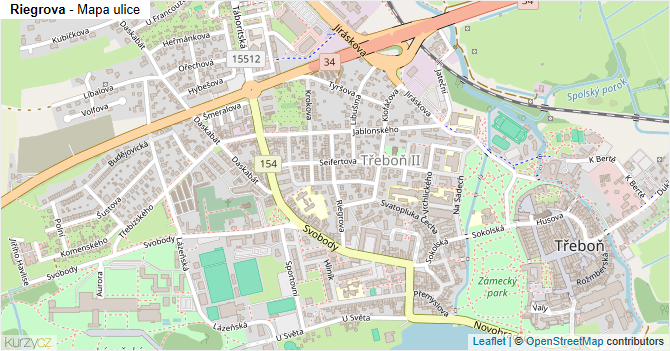 Riegrova - mapa ulice