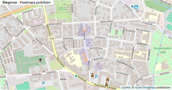 Riegrova - mapa podnikání