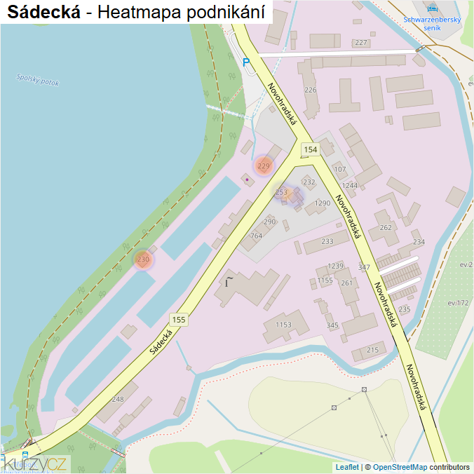Mapa Sádecká - Firmy v ulici.