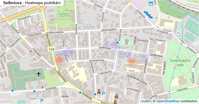 Seifertova - mapa podnikání