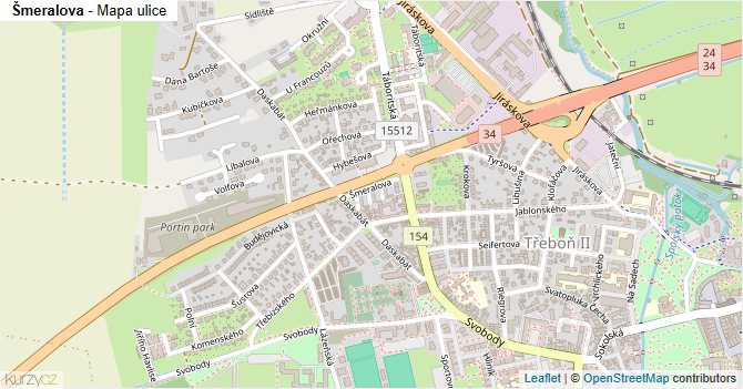 Šmeralova - mapa ulice