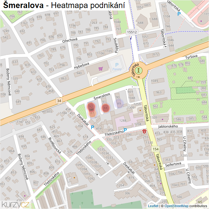 Mapa Šmeralova - Firmy v ulici.