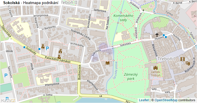 Sokolská - mapa podnikání