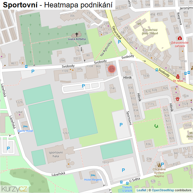 Mapa Sportovní - Firmy v ulici.