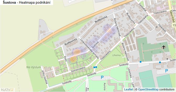 Šustova - mapa podnikání