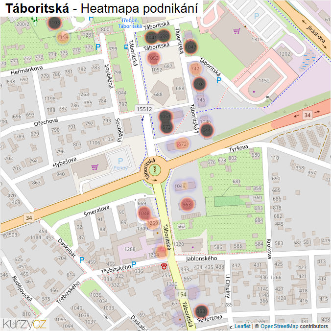 Mapa Táboritská - Firmy v ulici.