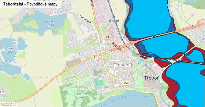 Táboritská - záplavové mapy stoleté vody