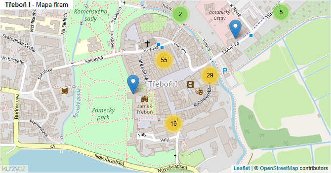 Třeboň I - mapa firem