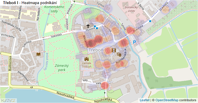 Třeboň I - mapa podnikání