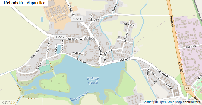Třeboňská - mapa ulice