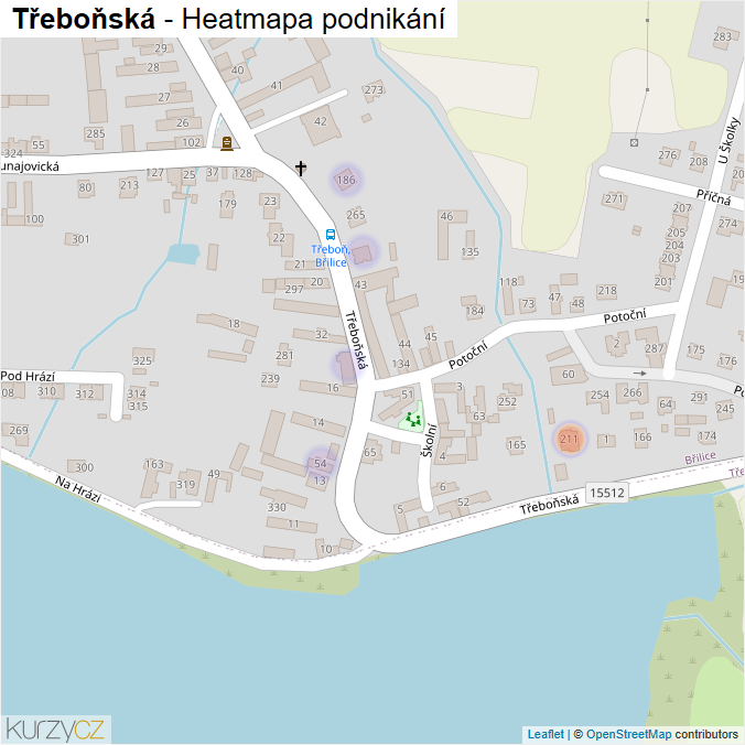 Mapa Třeboňská - Firmy v ulici.