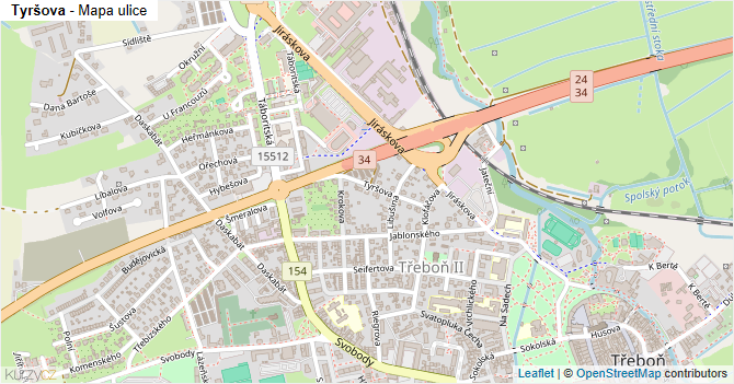 Tyršova - mapa ulice