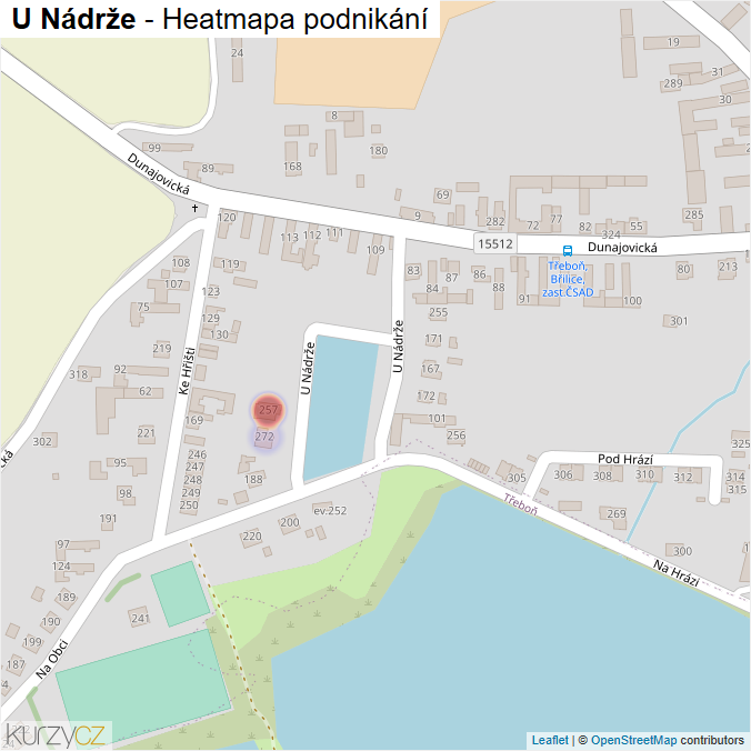 Mapa U Nádrže - Firmy v ulici.