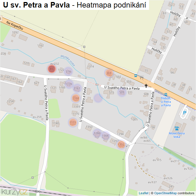 Mapa U sv. Petra a Pavla - Firmy v ulici.