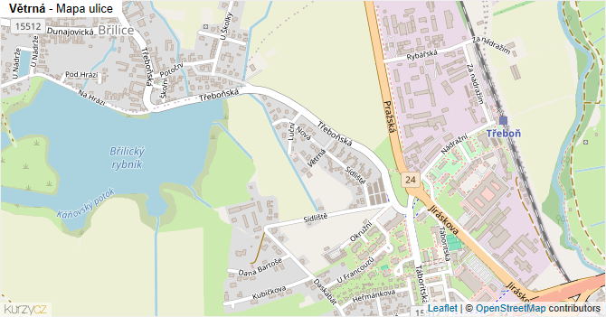 Větrná - mapa ulice