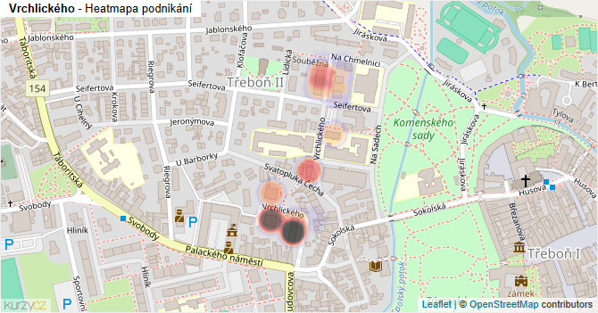 Vrchlického - mapa podnikání