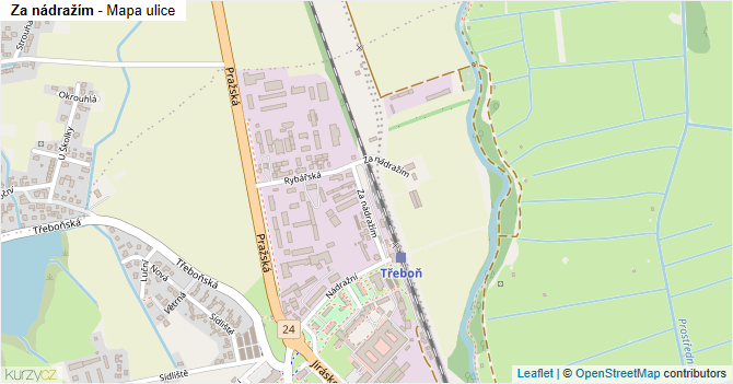 Za nádražím - mapa ulice