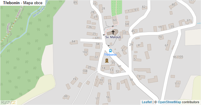 Třebonín - mapa obce