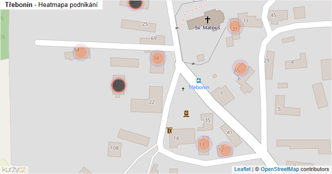 Třebonín - mapa podnikání