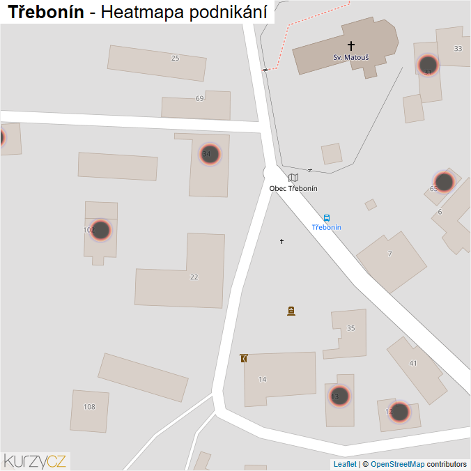 Mapa Třebonín - Firmy v obci.