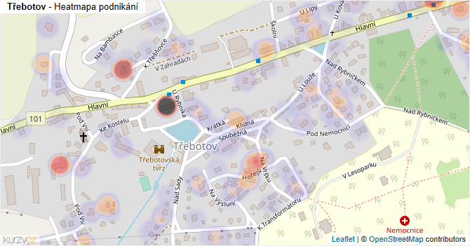 Třebotov - mapa podnikání