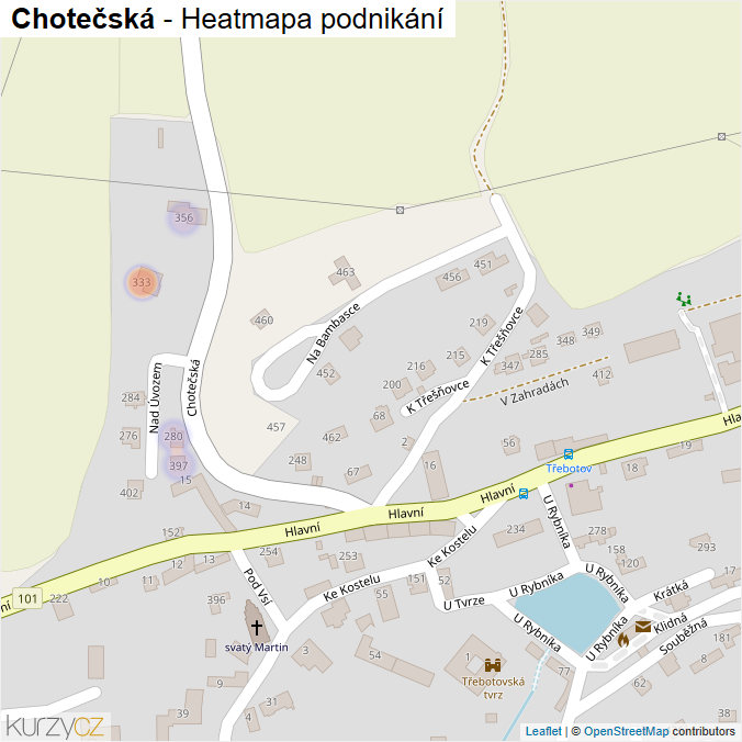 Mapa Chotečská - Firmy v ulici.