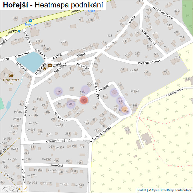 Mapa Hořejší - Firmy v ulici.