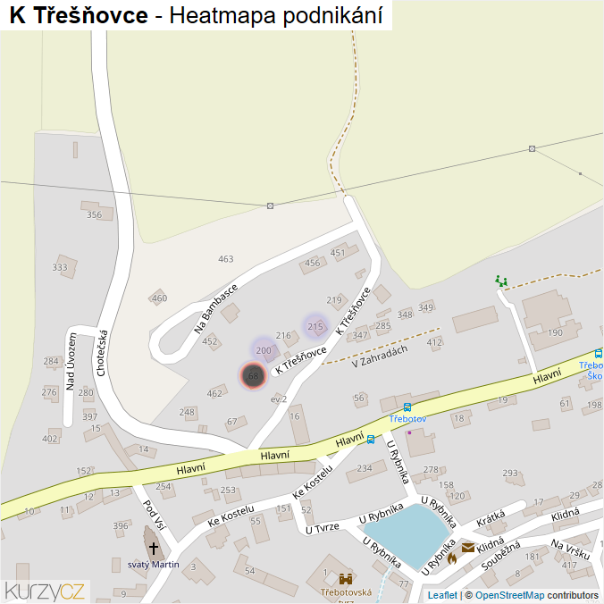 Mapa K Třešňovce - Firmy v ulici.