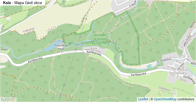 Kala - mapa části obce