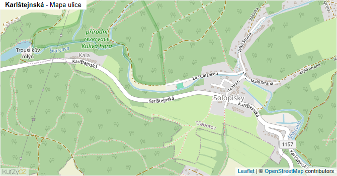 Karlštejnská - mapa ulice