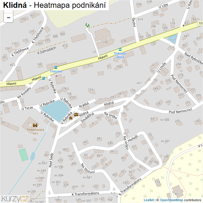 Mapa Klidná - Firmy v ulici.
