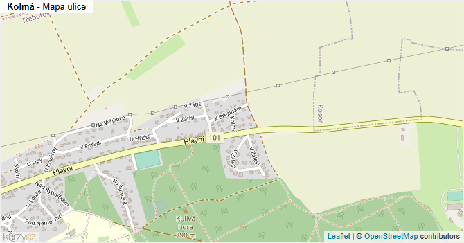 Kolmá - mapa ulice
