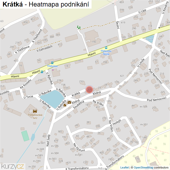 Mapa Krátká - Firmy v ulici.