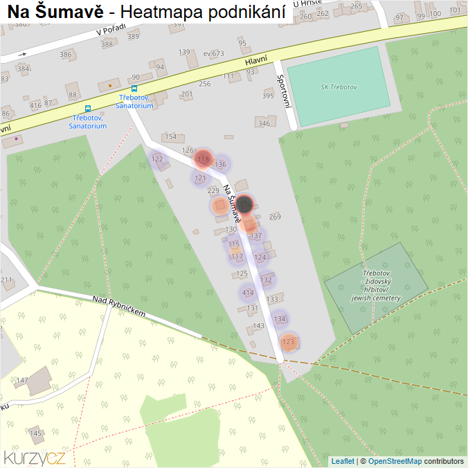Mapa Na Šumavě - Firmy v ulici.