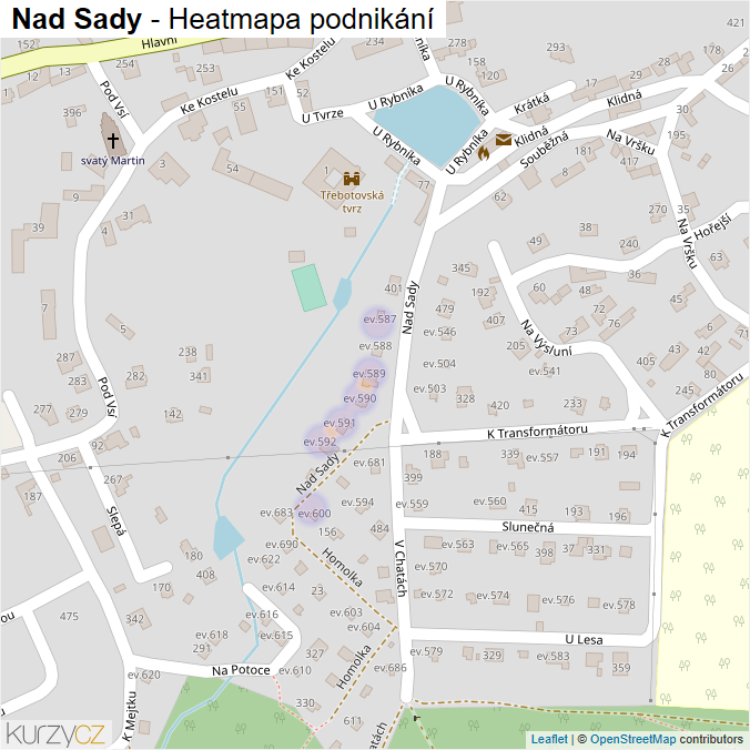Mapa Nad Sady - Firmy v ulici.