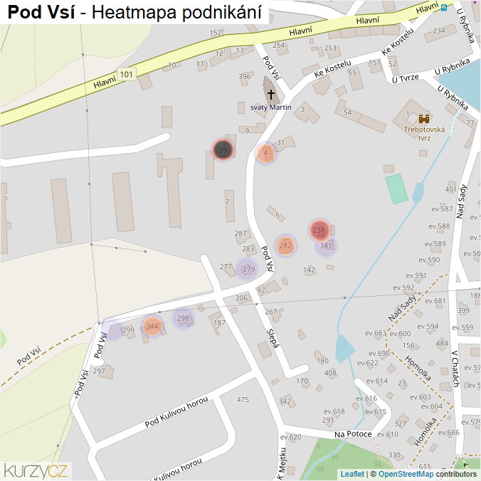 Mapa Pod Vsí - Firmy v ulici.