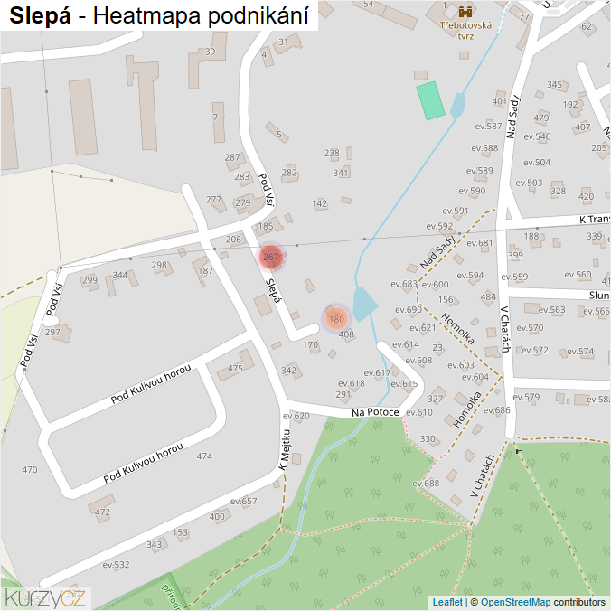 Mapa Slepá - Firmy v ulici.