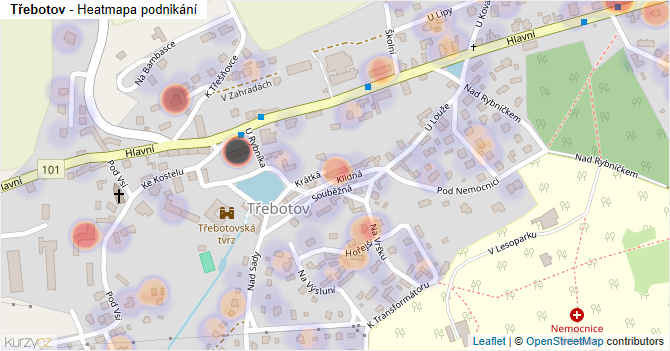 Třebotov - mapa podnikání