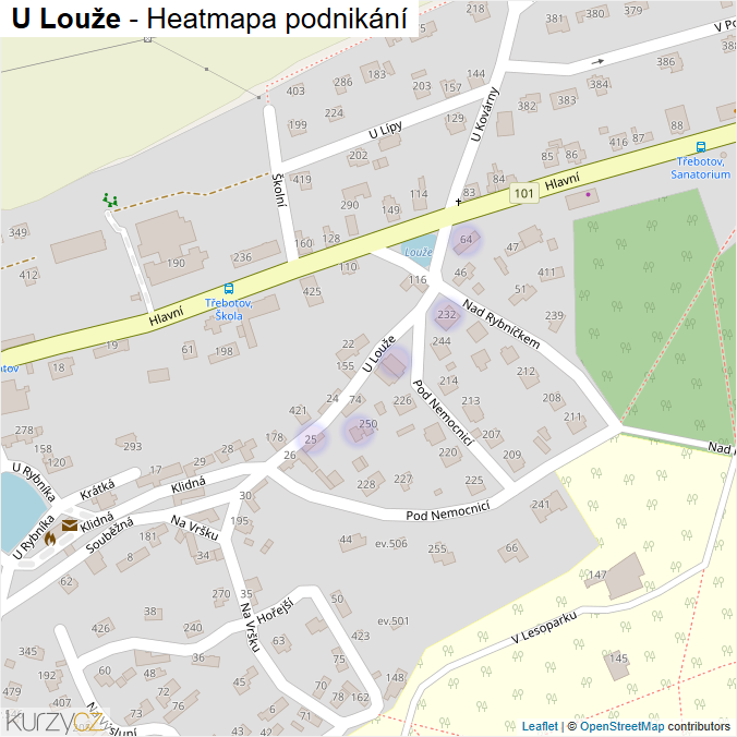 Mapa U Louže - Firmy v ulici.