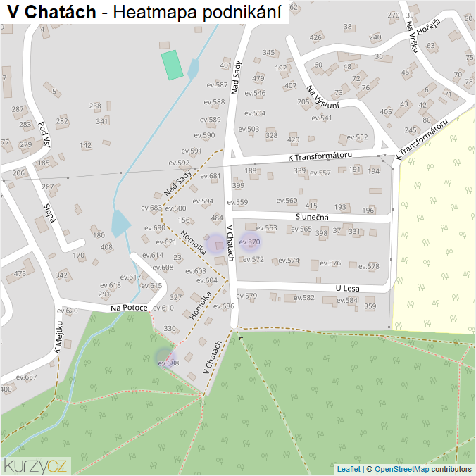 Mapa V Chatách - Firmy v ulici.