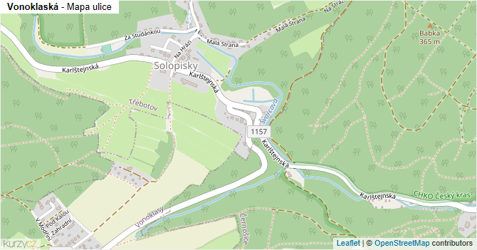 Vonoklaská - mapa ulice